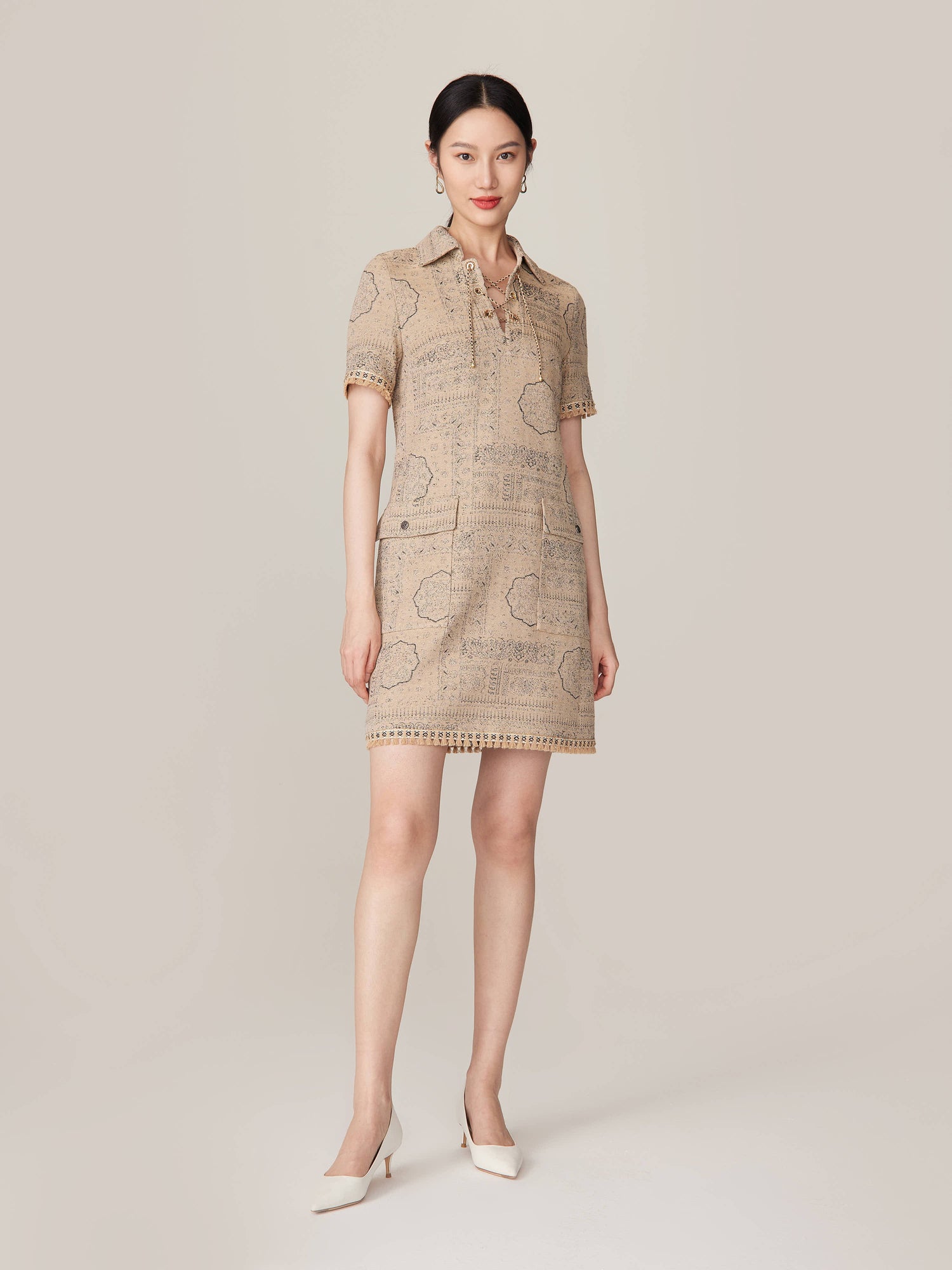 Short Sleeve Dress | Camel