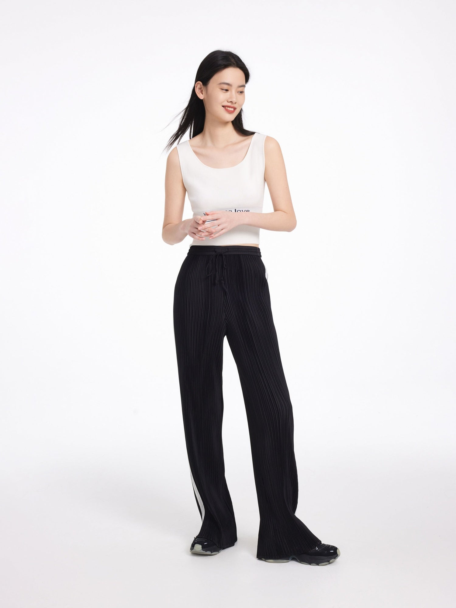 Wide-Leg Straight Pants | Black