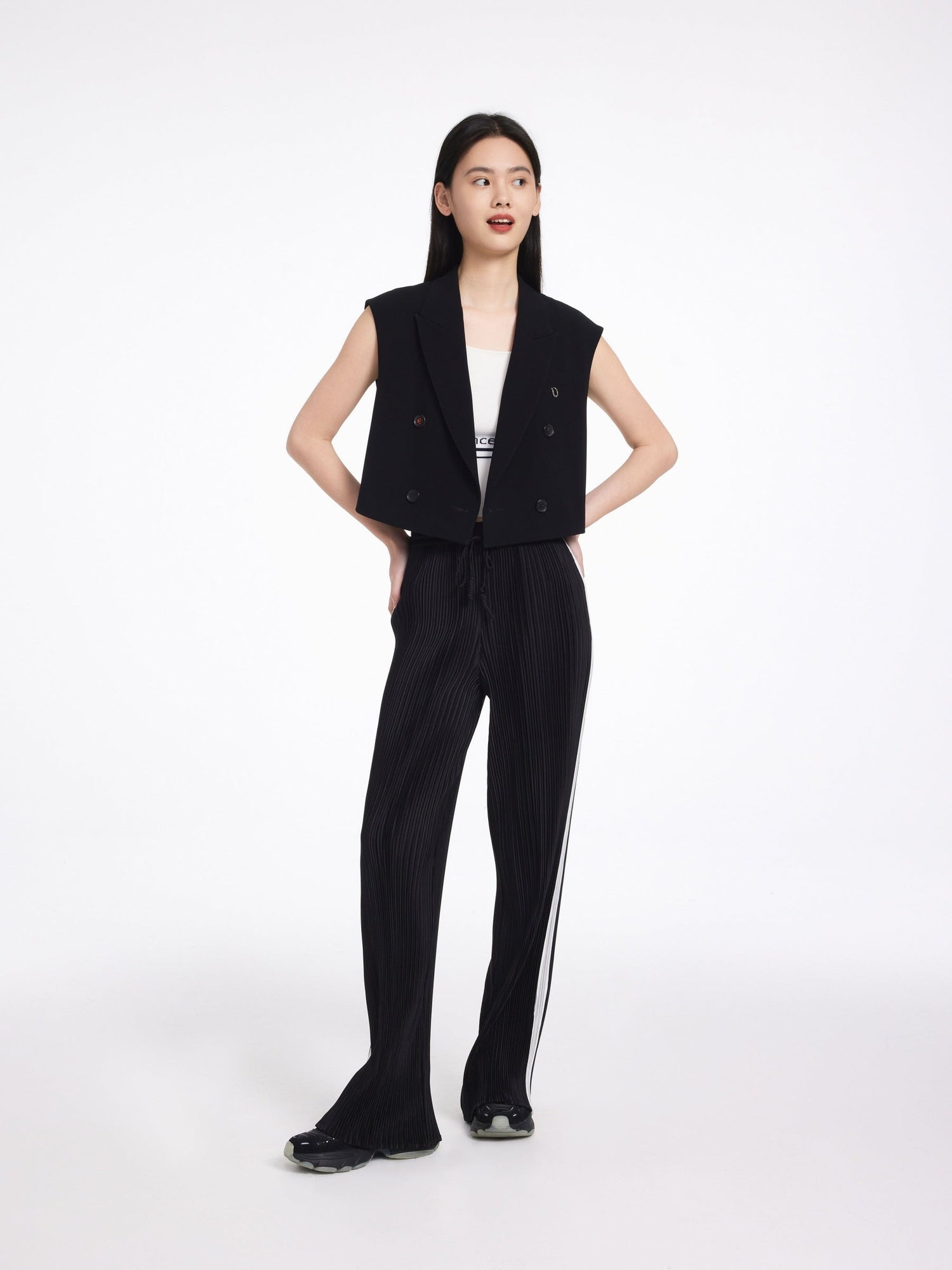 Wide-Leg Straight Pants | Black