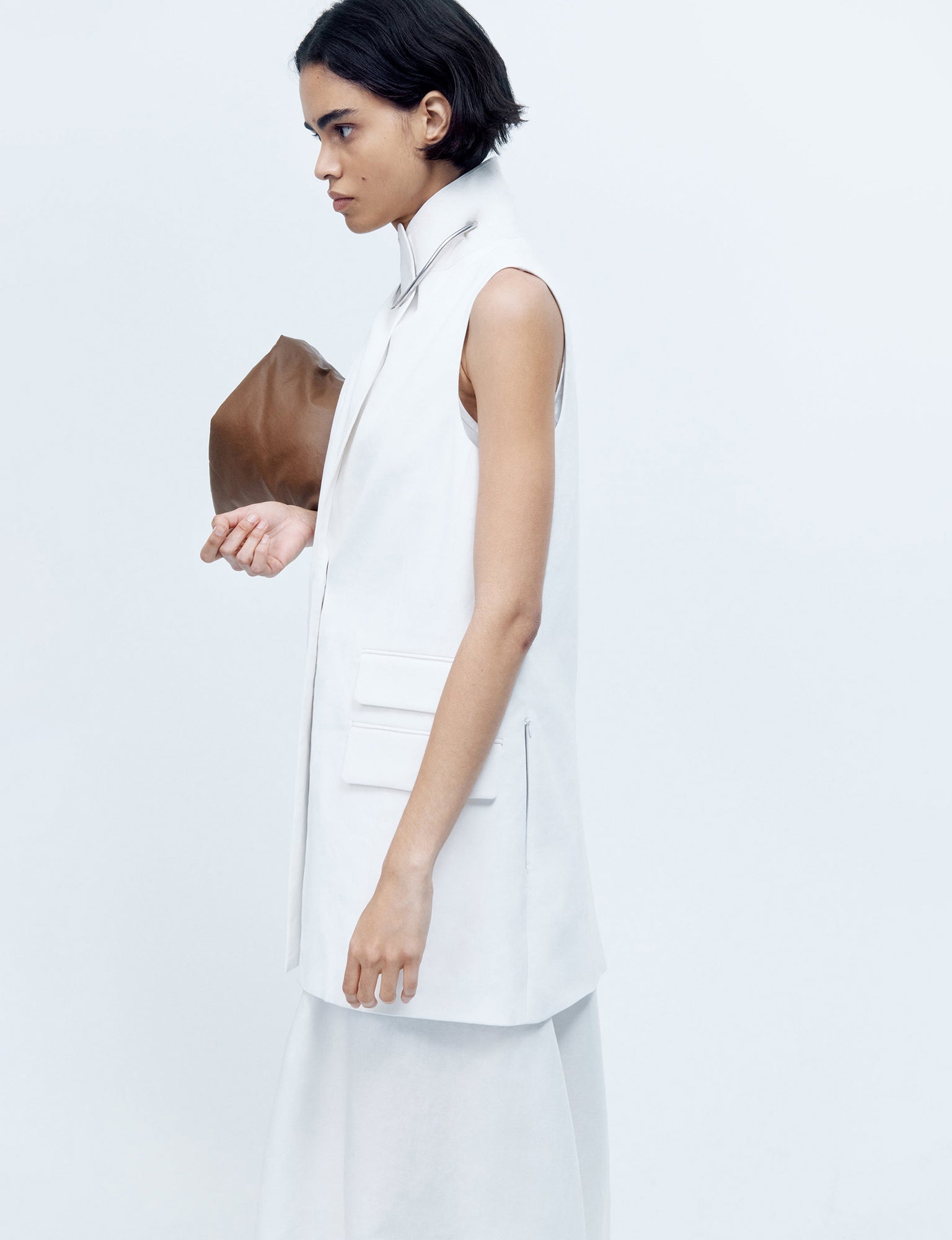 Women | Belted Tailored Vest | Off White