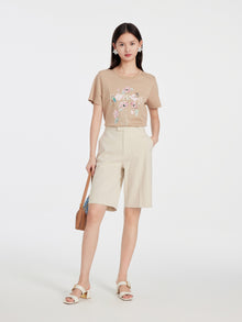 T-SHIRT With A Floral Design | Beige