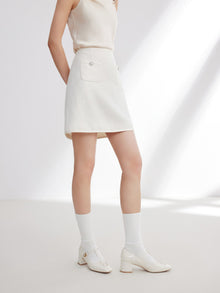 Lace High-Waisted Mini Skirt | White