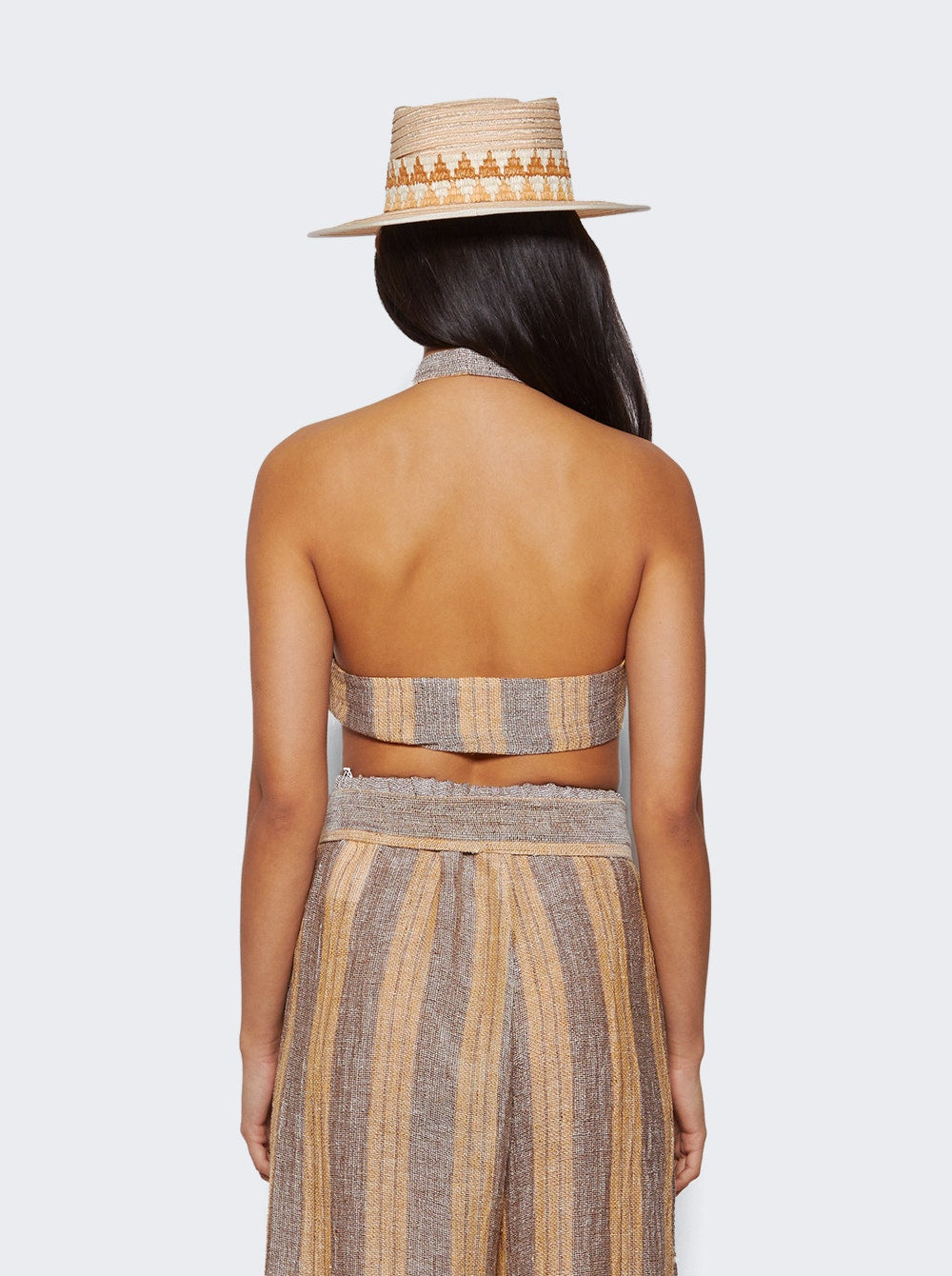 Women | Lisa Marie Fernandez | Farrah Halter Top | Siena Natural Striped Chios Gauze