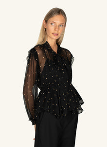 Avelina Blouse | Black Polka Dot