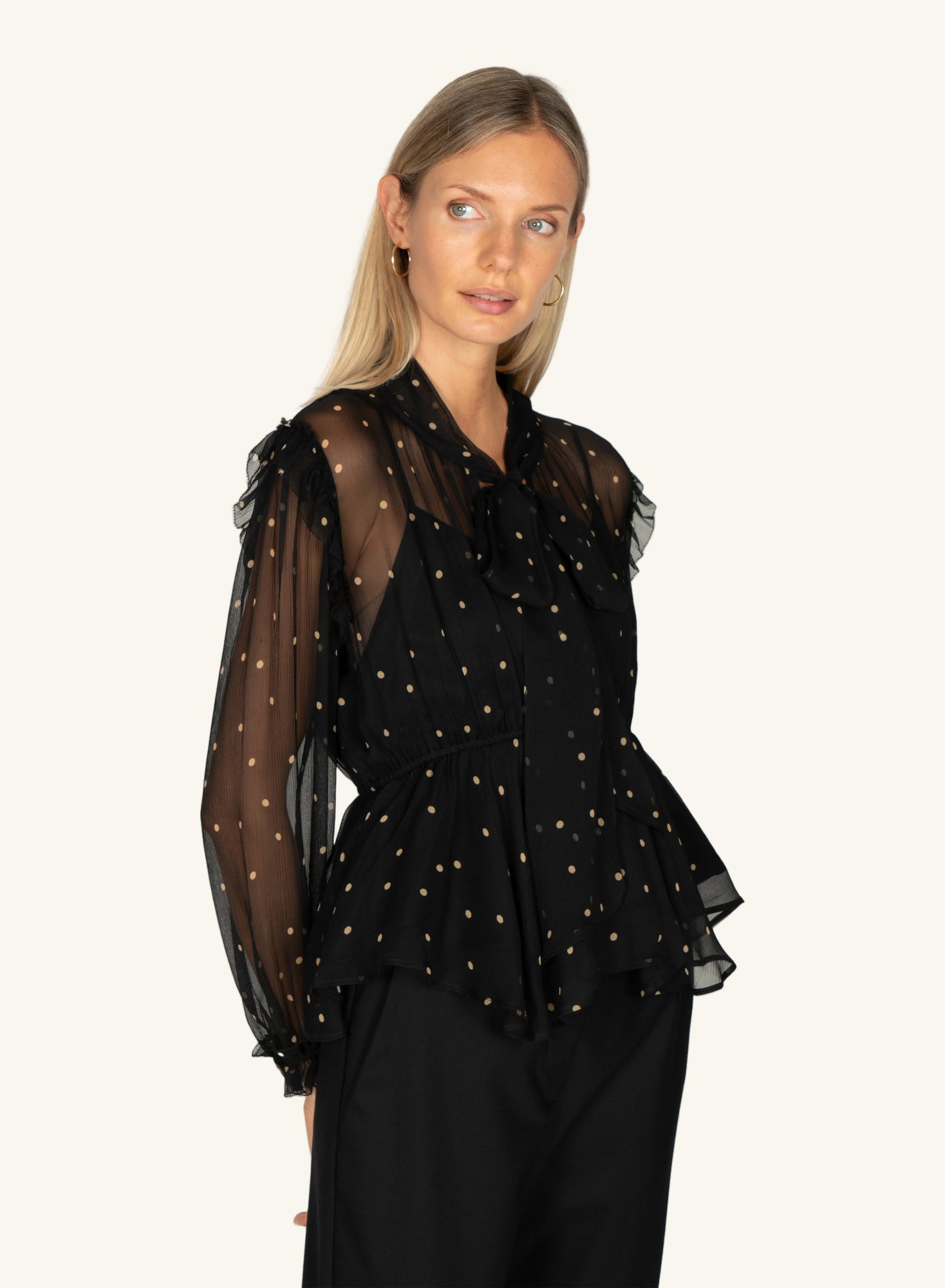 Avelina Blouse | Black Polka Dot