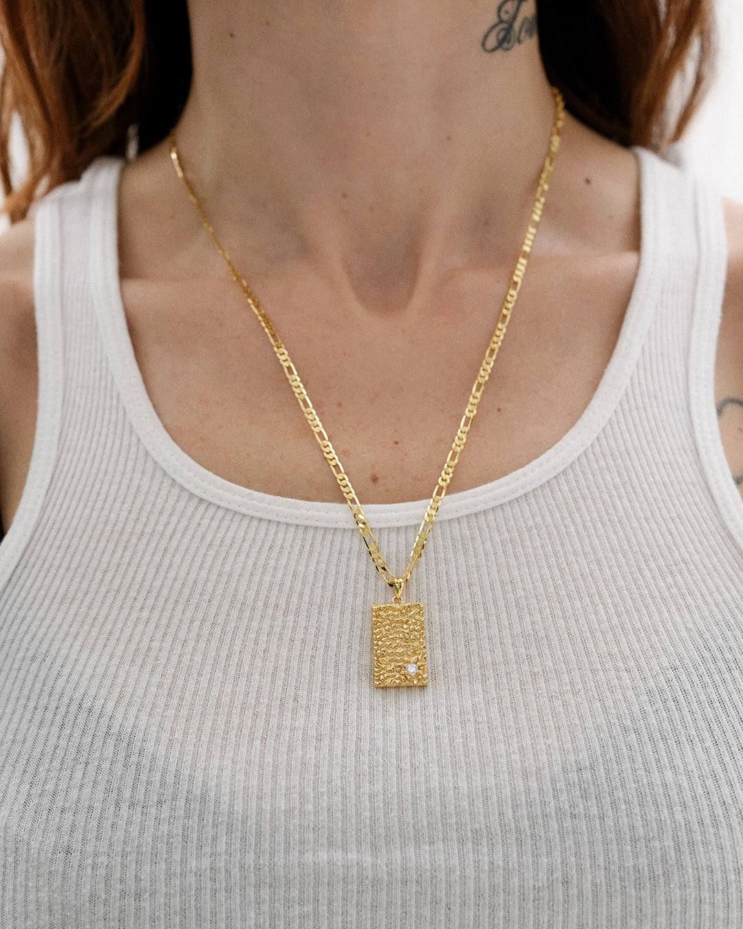 Tunie Tag Necklace | Plated Gold