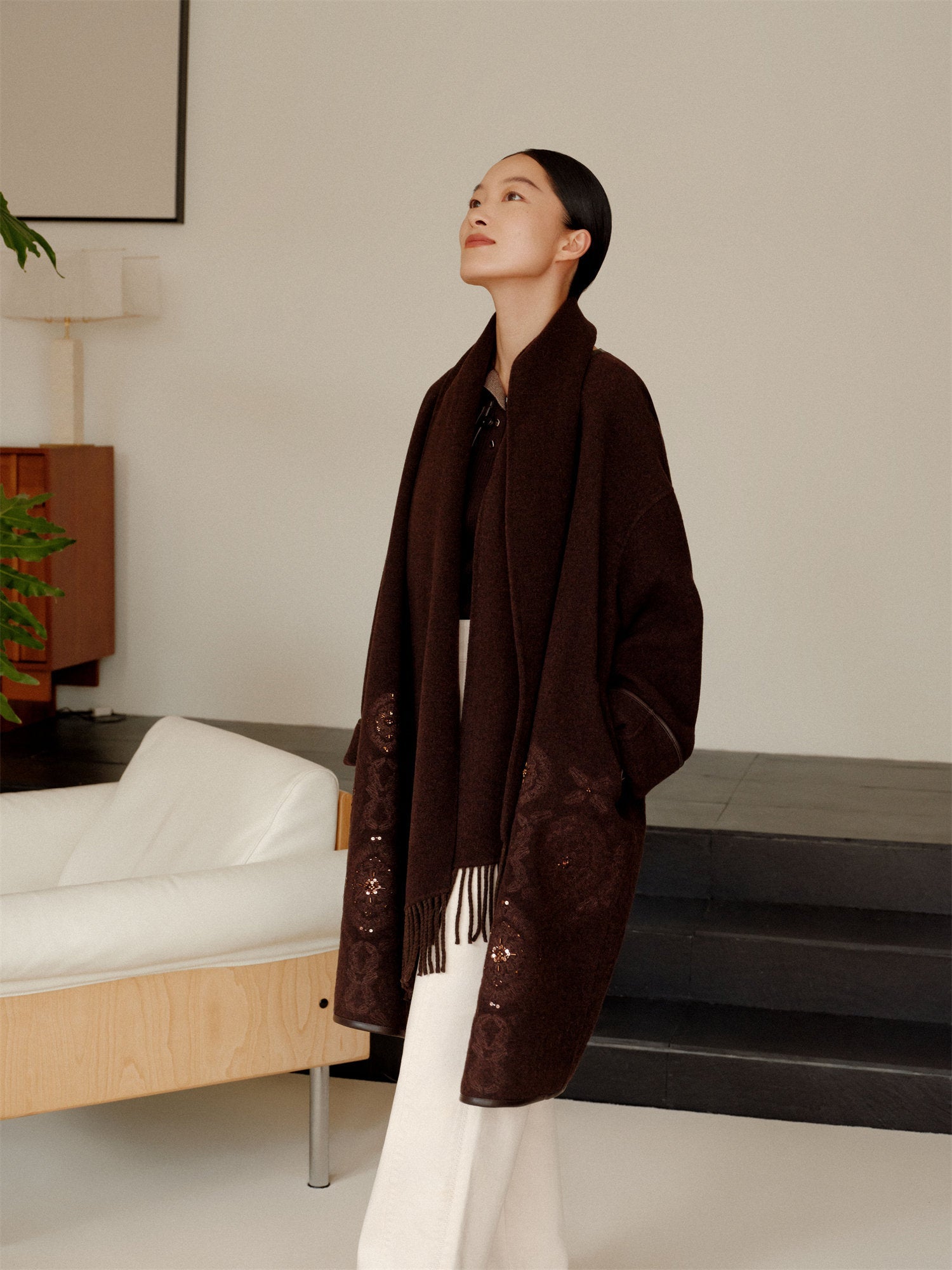 Lightweight Yak Cashmere Wool Coat | Brown