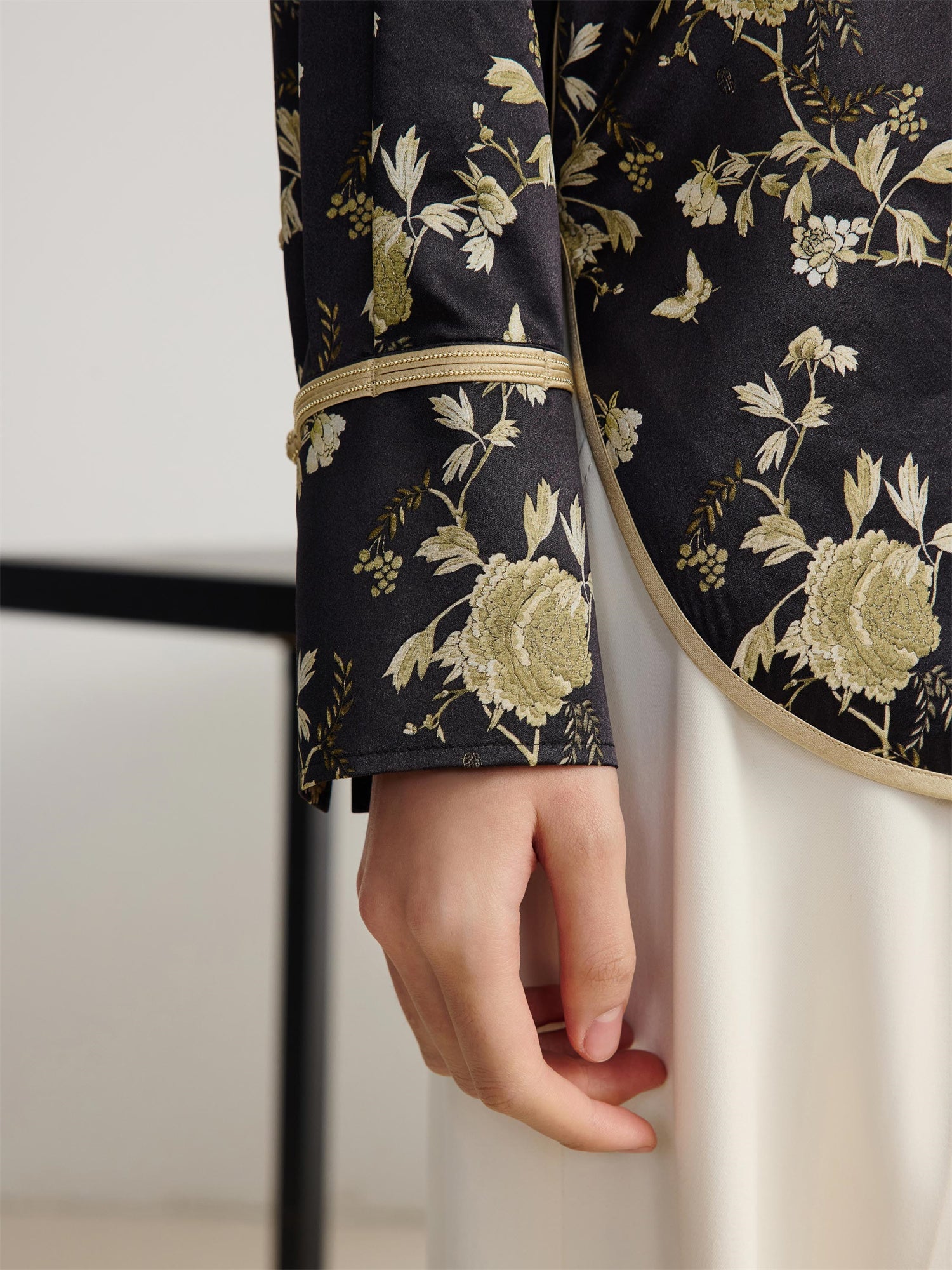 Chinese Style Jacquard Shirt | Black