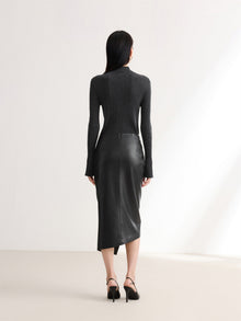Split Bodycon Leather Skirt | Black