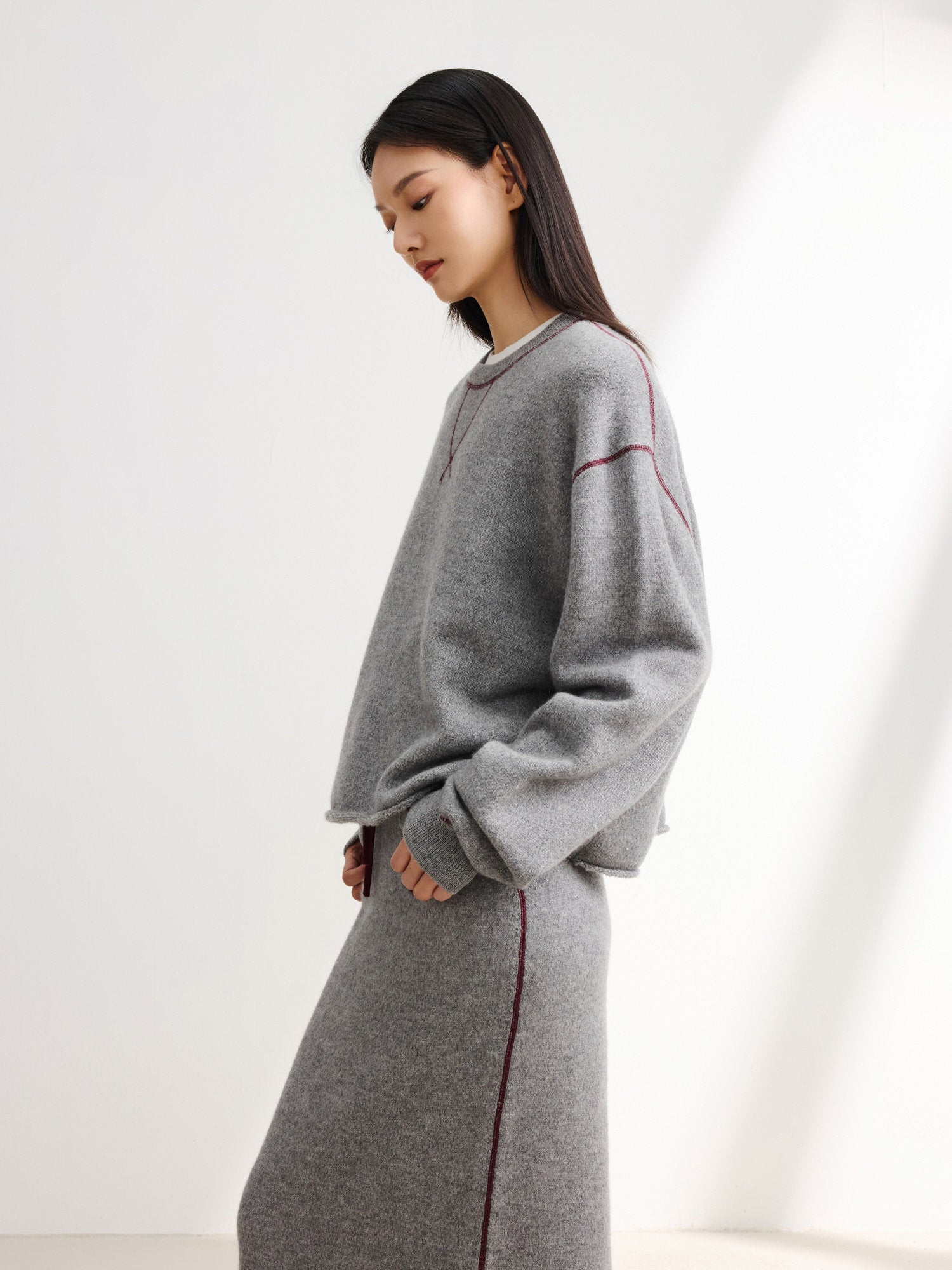 Boxy Round Neck Sweatshirt | Grey