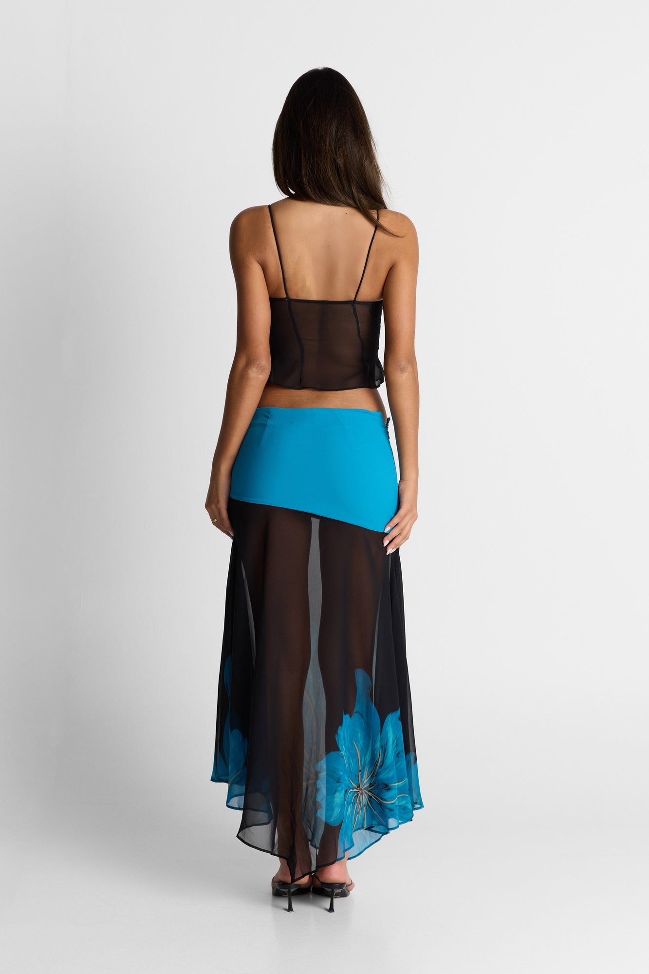 Raya Maxi Skirt Print | Black/Blue Floral Print