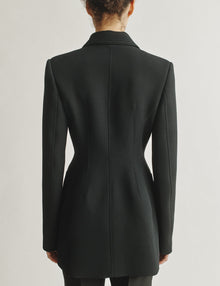 Womens | The Marlene Jacket in Structured Wool-Silk | Black