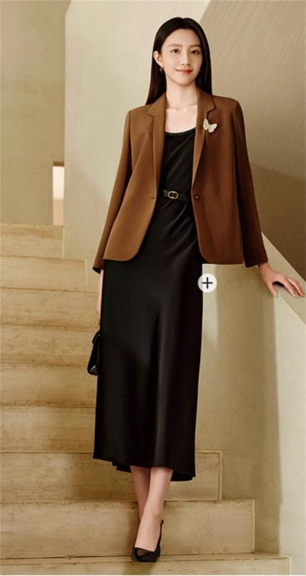 Silk Waist-Fitted Jacket | Brown