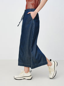 Tencel-Cotton Denim Skirt | Navy