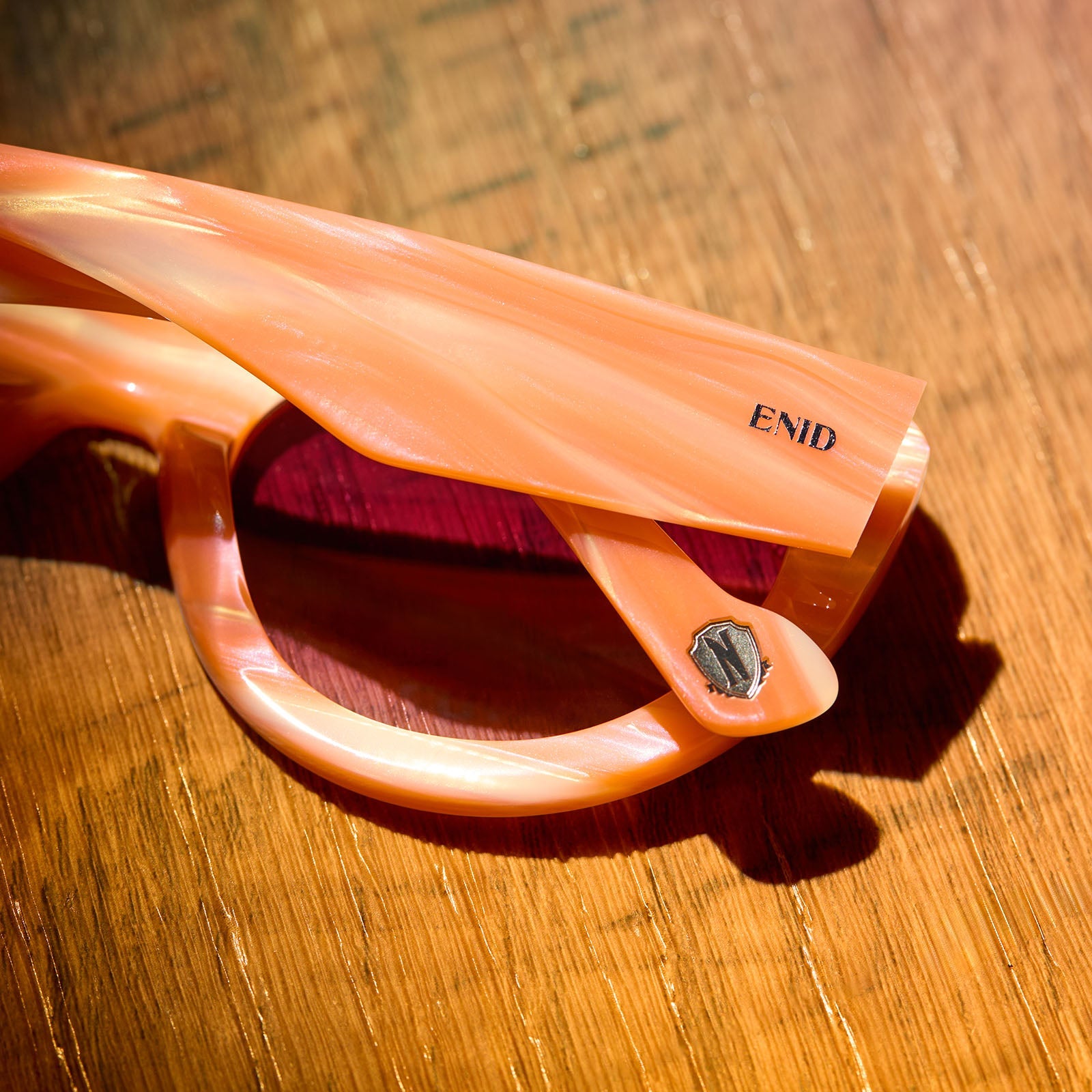 Womens | Enid Sinclair Sunglasses | Enids Pink | Orange Stripe Sweater/Rosy Highlight Lenses