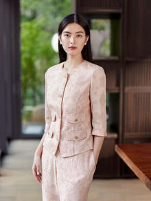 Embroidered Cropped Jacket | Blush