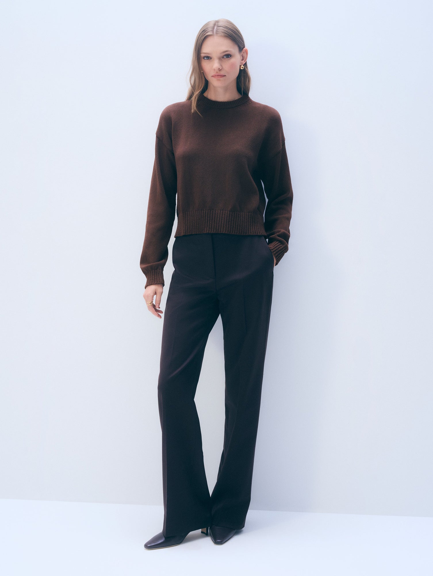 Cotton Tape Crewneck | Dark Espresso