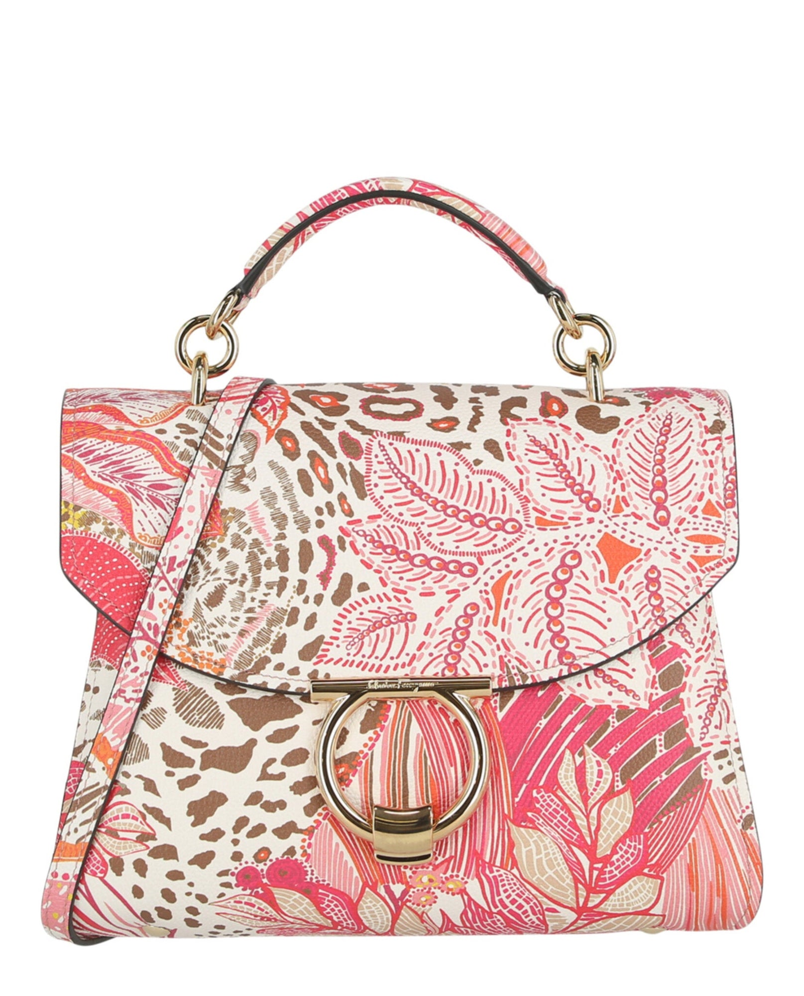 Ferragamo | Margot Gancio Plant-Print Shoulder Bag