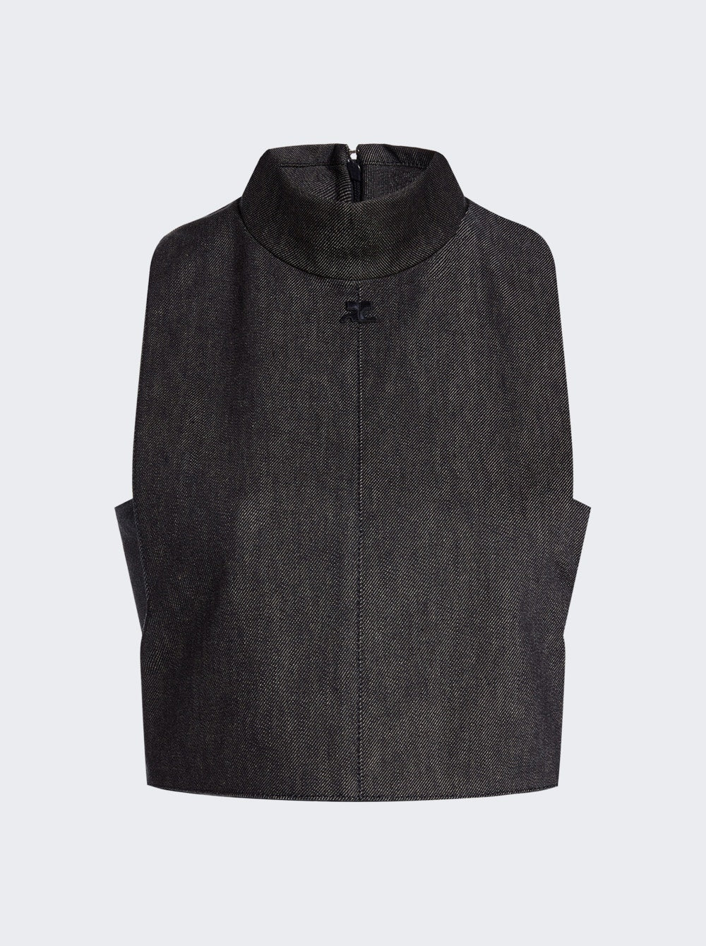 Women | Courrèges | Mockneck Denim Top Dark Heather | Grey