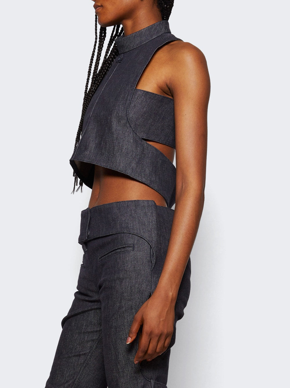 Women | Courrèges | Mockneck Denim Top Dark Heather | Grey