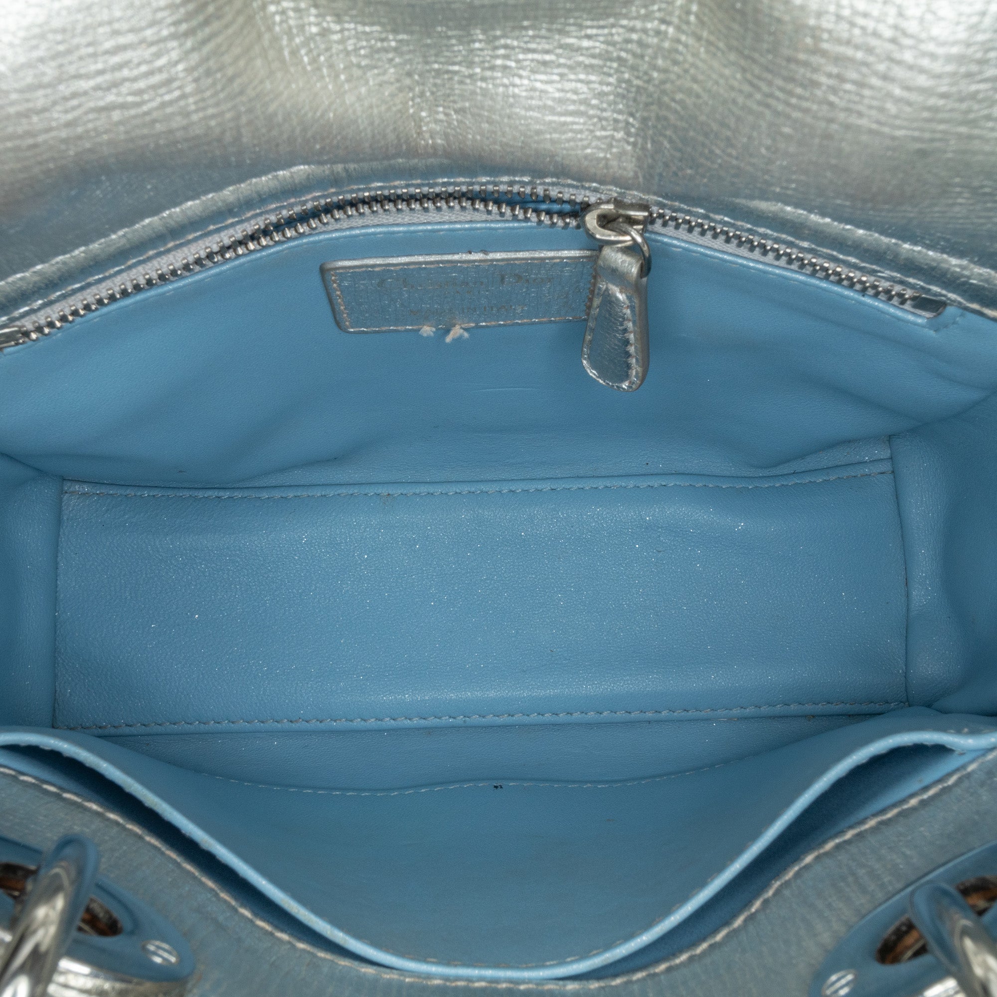 Dior | Pre-Owned Small Metallic Grained Calfskin Cannage My ABCLady - II | Silver