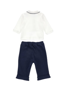 Boys | Elegant Cotton Set | Cream/Blue