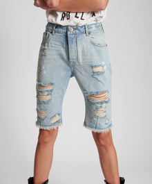 Truckers Mid Waist Long-Length Relaxed Denim Shorts | Kansas