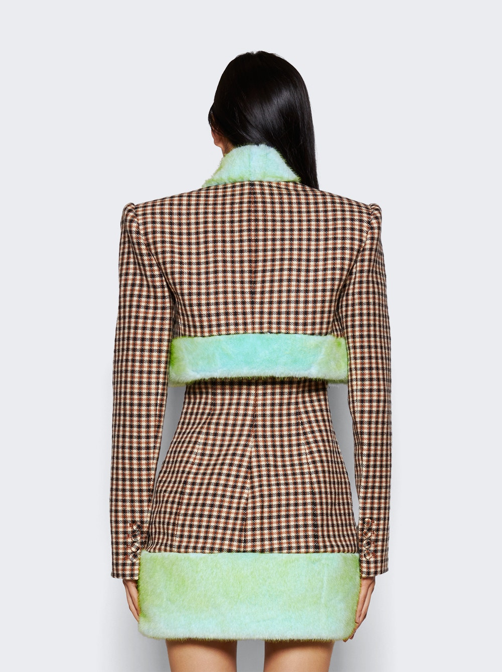 Women | AREA | Faux Fur Trim Cropped Blazer | Caramel