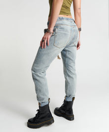 Shabbies Low Waist Drawstring Boyfriend Denim Jeans | Montana