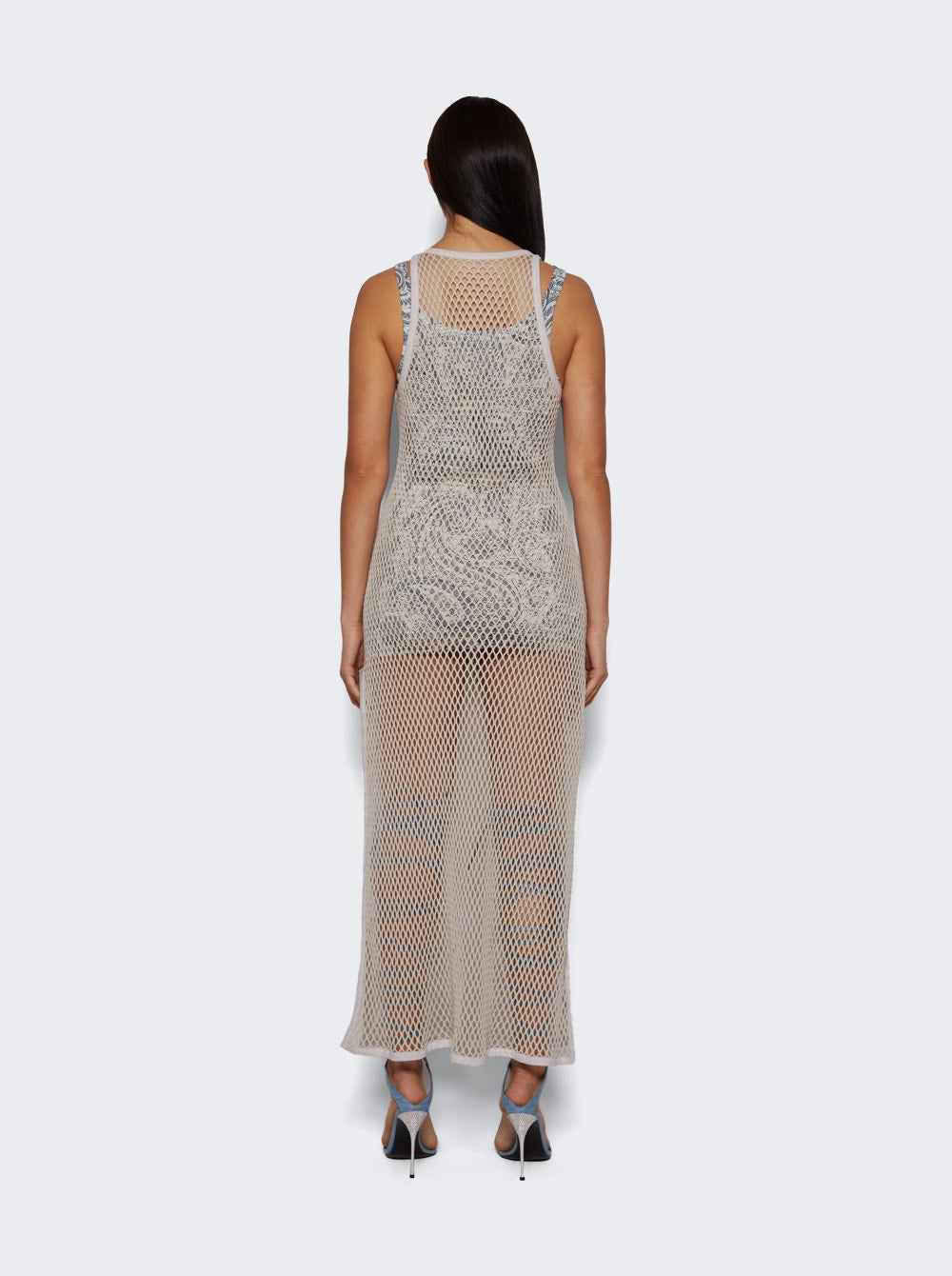 Women | Etro | Knitted Mesh Dress | Off White & Blue