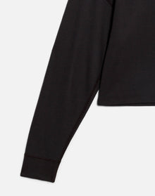 Womens | Hanes Waffle Boxy Henley | Washed Black