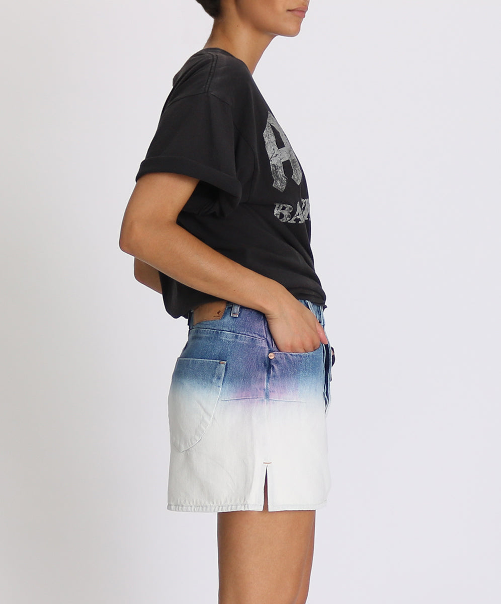 Vanguard Mid Waist Relaxed Mini Denim Skirt | Dip Dye