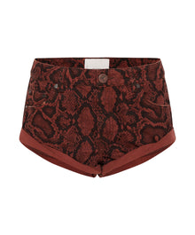 Bandits Low Waist Denim Shorts | Red Python Print