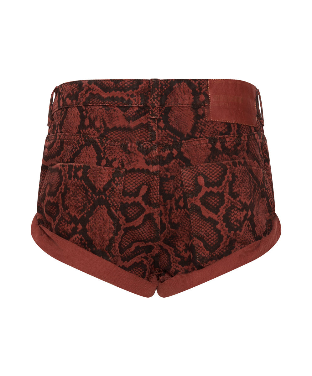 Bandits Low Waist Denim Shorts | Red Python Print