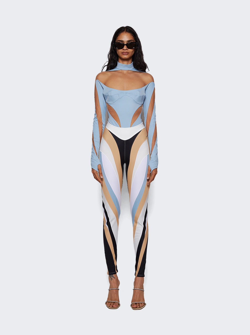 Women | Mugler | Illusion Bodysuit | Light Blue Nude 01