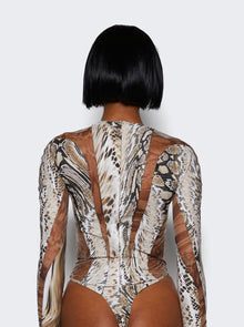 Women | Mugler | Illusion Bodysuit | Warped Snake Roccia