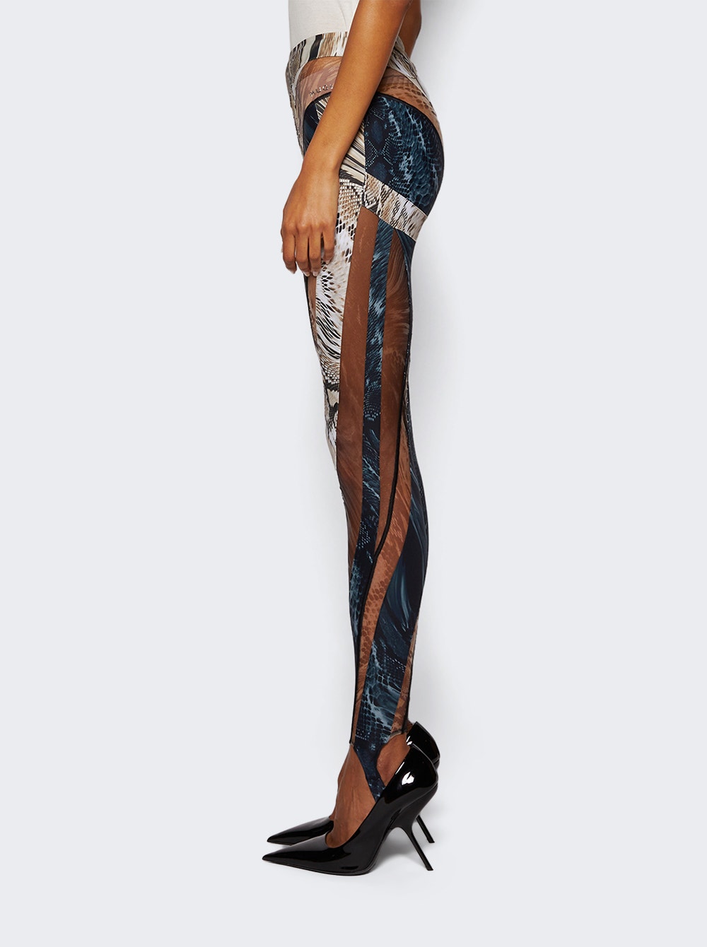 Women | Mugler | Sheer Spiral Leggings | Snake Roccia & Black