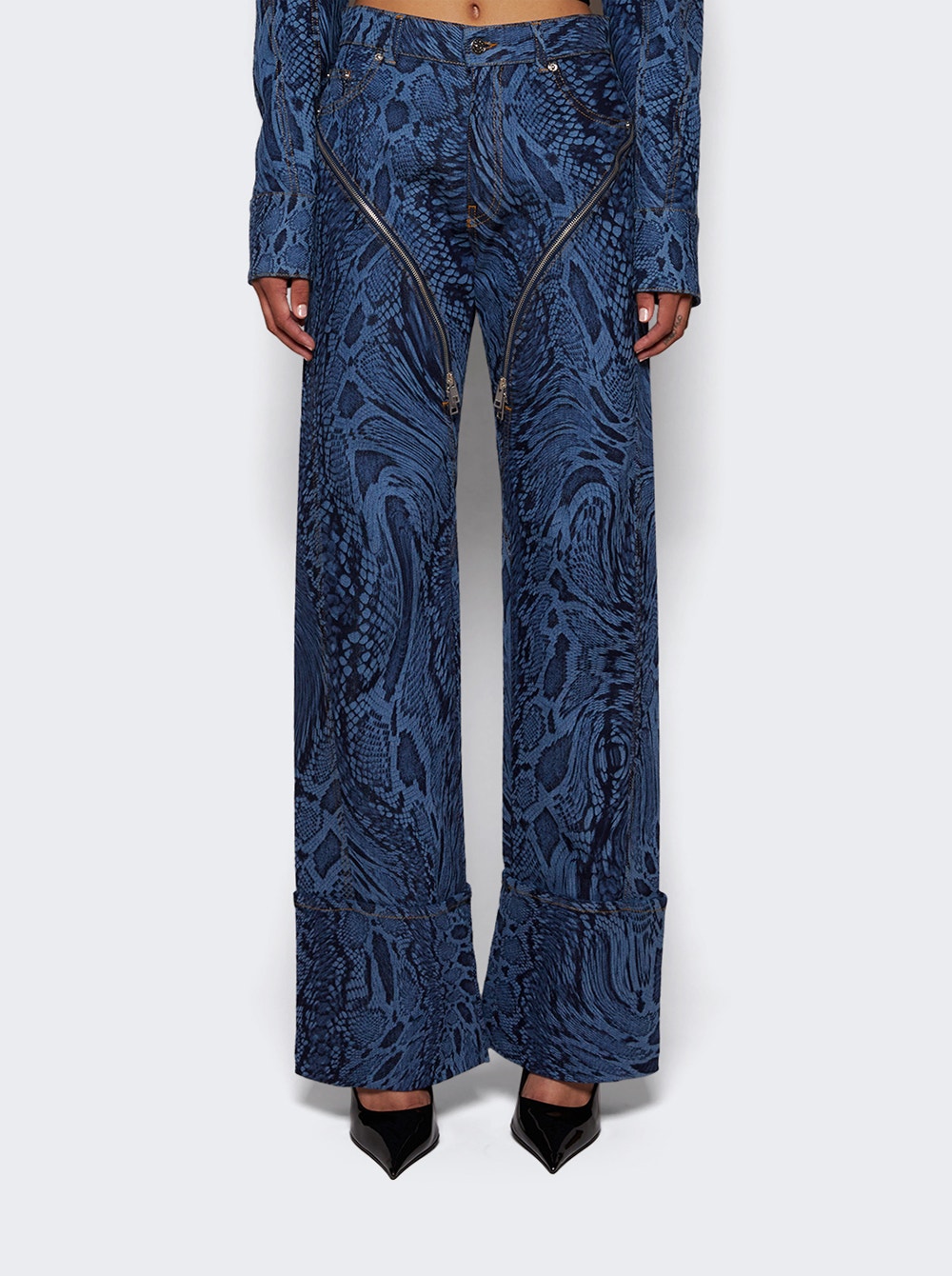 Women | Mugler | Snake Print Jeans | Medium Blue