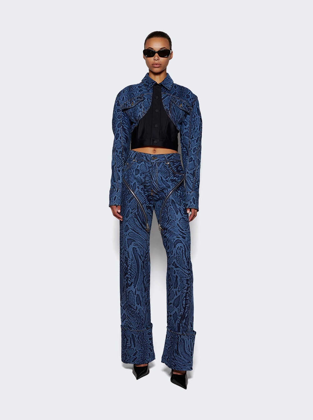 Women | Mugler | Snake Print Jacket | Medium Blue