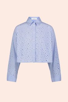 Polka Dot Eyelet Cropped Shirt | Cloud