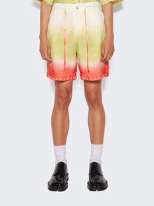 The Elder Statesman | Sulfur Gradient Crop Short Ivory Wasabi And Fiery Coral | Multi