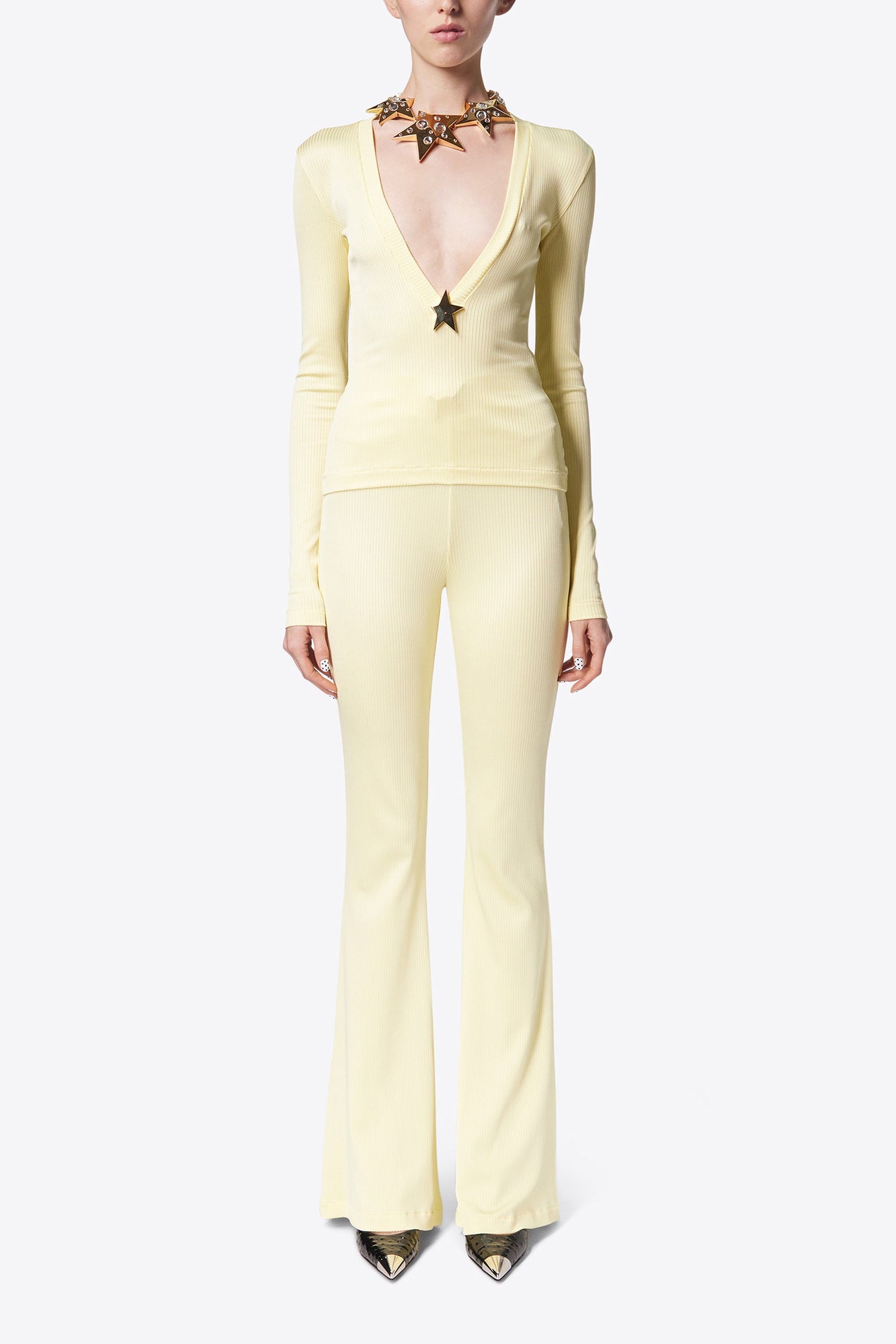 Star Stud Long Sleeve Top | Cream Yellow