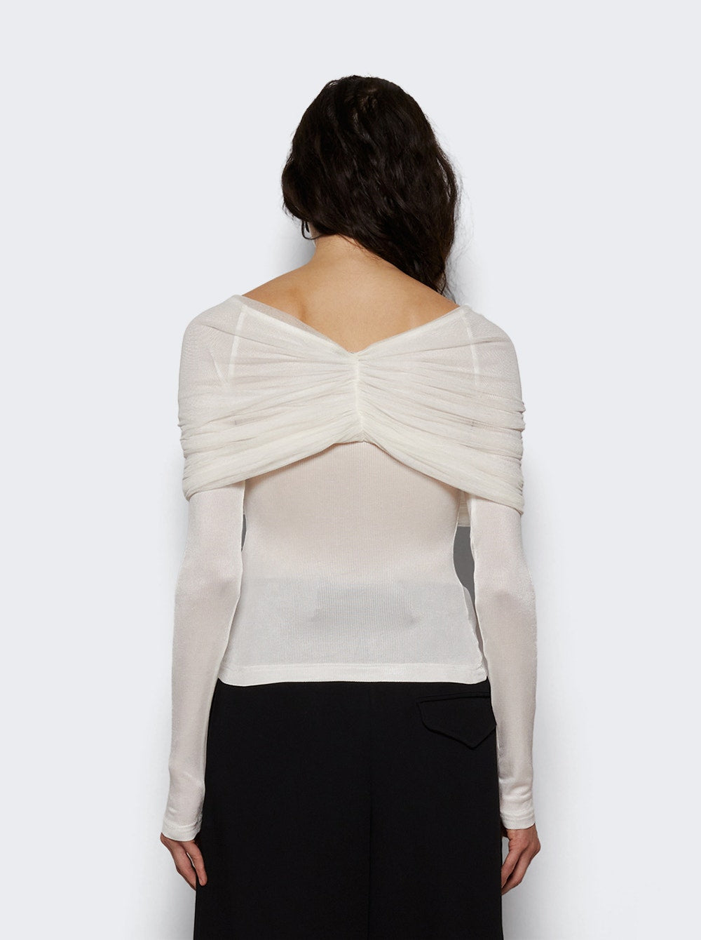 Women | Christopher Esber | Sonora Veiled Long Sleeve Top | White