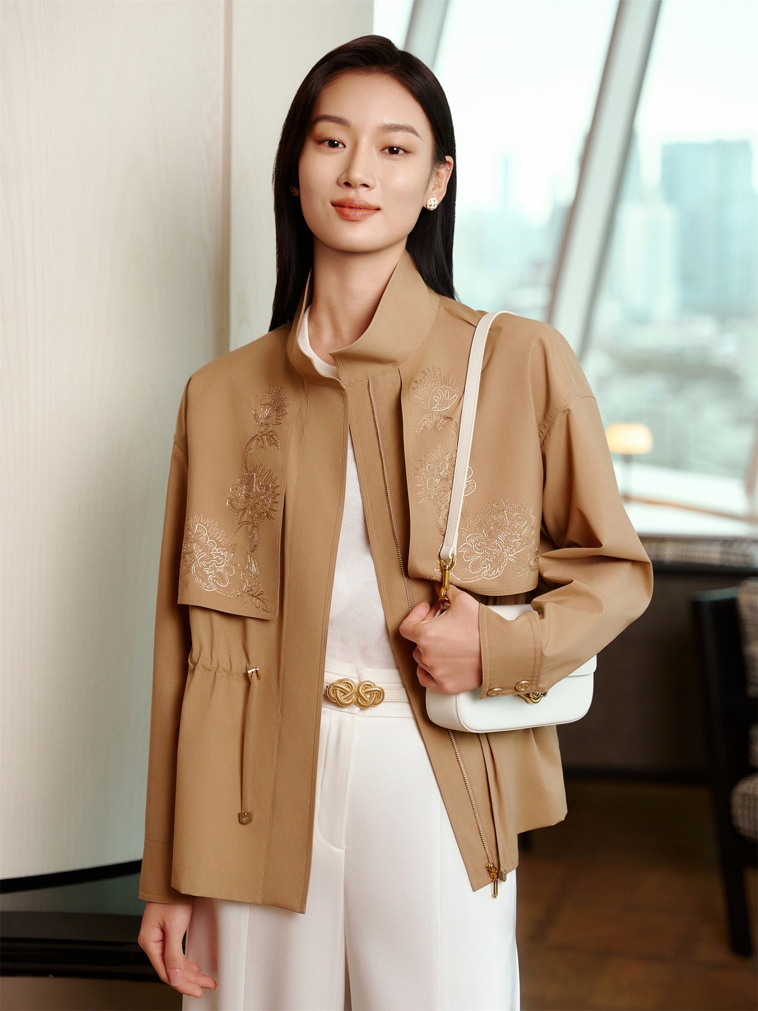 Mulberry Silk and Wool Trench Coat | Khaki