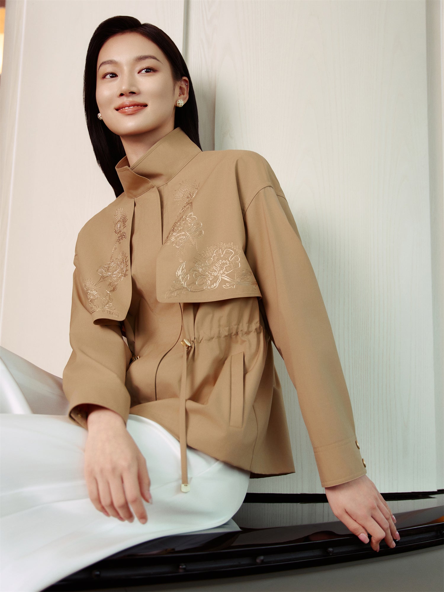 Mulberry Silk and Wool Trench Coat | Khaki