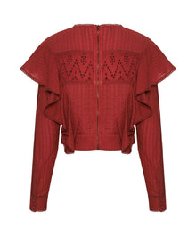 Victoria Longsleeve Crop Top | Red Wine