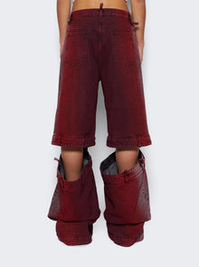 Women | The Attico | Cutout Mid Rise Jeans | Red & Purple