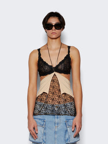 Women | The Attico | Tulle Top With Embroidery | Champagne & Black