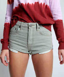 The One High Waist Cheeky Denim Shorts | Faded Khaki