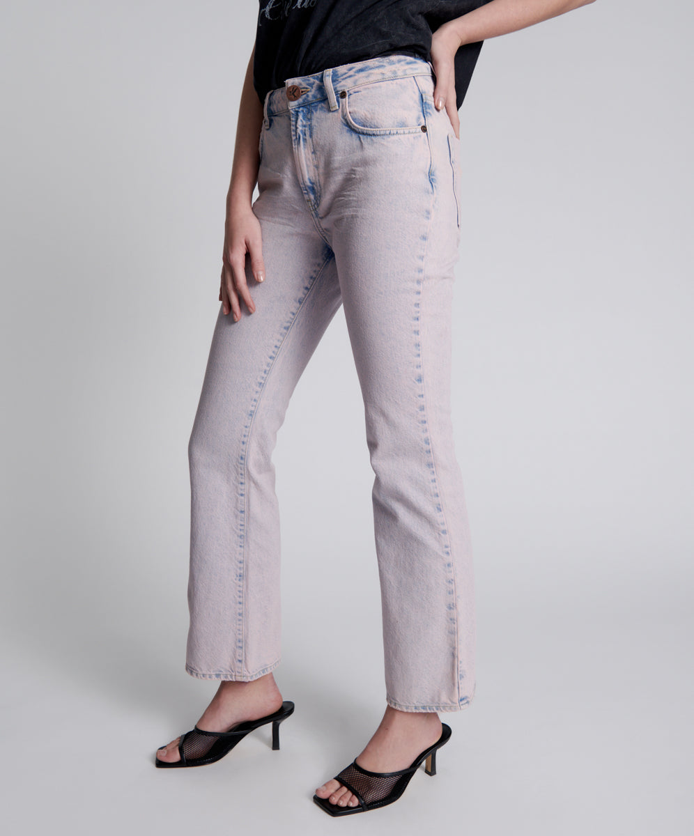 Charlie High Waist Slim Flared Denim Jeans | Pink Haze